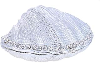 YU FENG Silver Mussel Hinged Trinket Box Wedding Ring Holder Metal Seashell Figurine For Ring Display