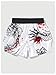 VIPWOLF Men's Muay Thai Boxing Shorts Striped Wide Leg MMA BJJ Kickboxing Shorts White Dragon Medium