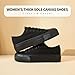 hash bubbie Platform Sneakers for Women White Platform Shoes Low Top Tennis Shoes Non Slip Black Fashion Canvas Sneakers(Full Black.US9)