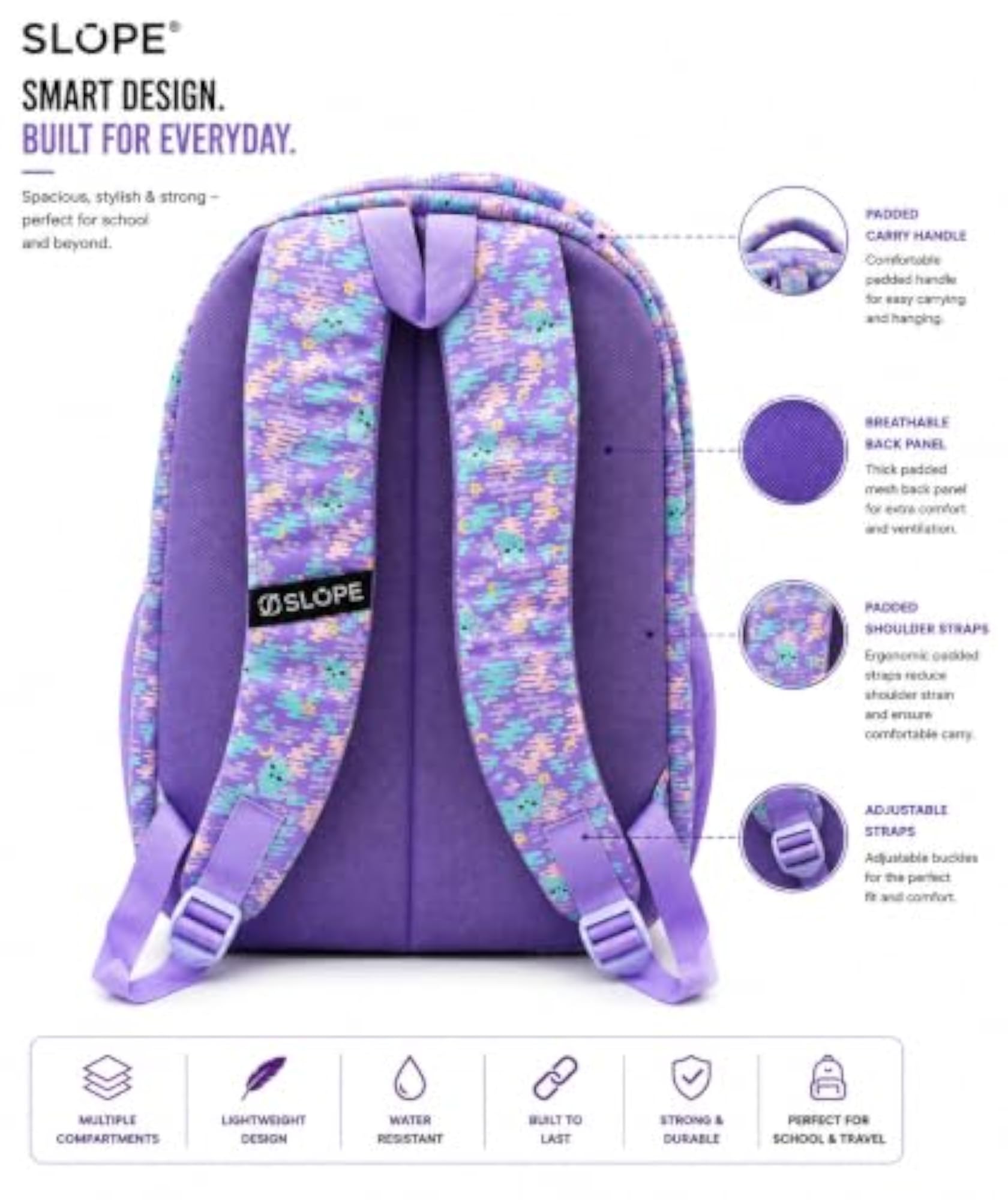 Kids School Backpack, Purple Cute Print Stylish Bag
