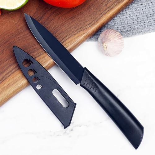Image of 3-Piece Kitchen Knife Set with High Carbon Stainless Steel Blades, Chef Knife, Utility Knife & Santoku Knife with Ergonomic Black Handles for Chopping, Black 3pcs Knife Set
