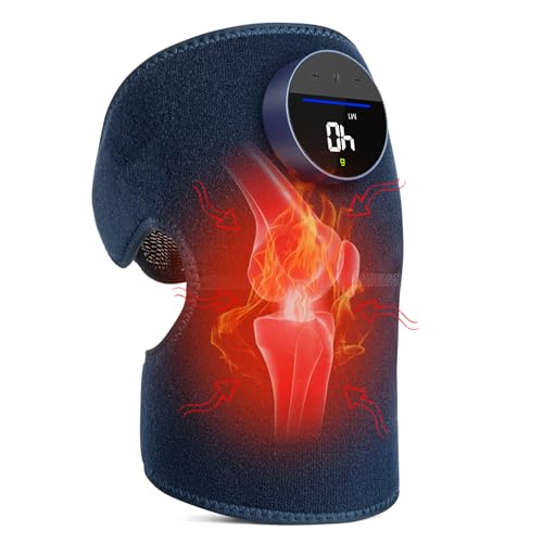 Masajeador de Rodilla con Calor y Vibración, Rodilleras con Bolsillo Interior Invisible, Batería de Gran Capacidad de 5000mAh y Pantalla Táctil LED, Calentadores de Hombro, Codo y Rodilla