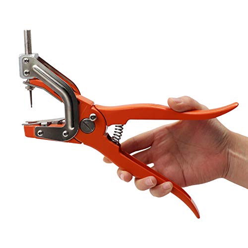 M.Z.A Ganado Animal Etiqueta de Oreja Alicates Aplicador hidráulico Universal Tagger Puncher Alicates para Ganado Vaca Cerdo Cabra Oveja