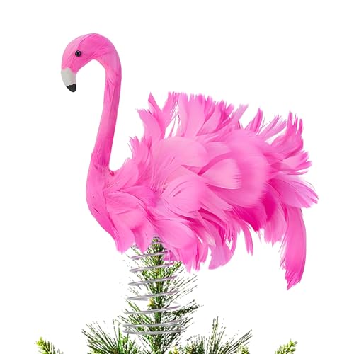 Christmas Tree Topper Pink Flamingo Flamingo Tree Toppers with Fluffy Artificial Feathers Christmas Home Holiday Ornament