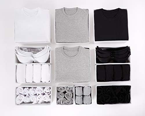 12pcs White Large Drawer Organisers Divider Drawer Dividers Clothes Storage Bedroom Drawers Wardrobe Organiser Storage Organizer Drawer Organiser Divider Clothing & Wardrobe Storage Solutions