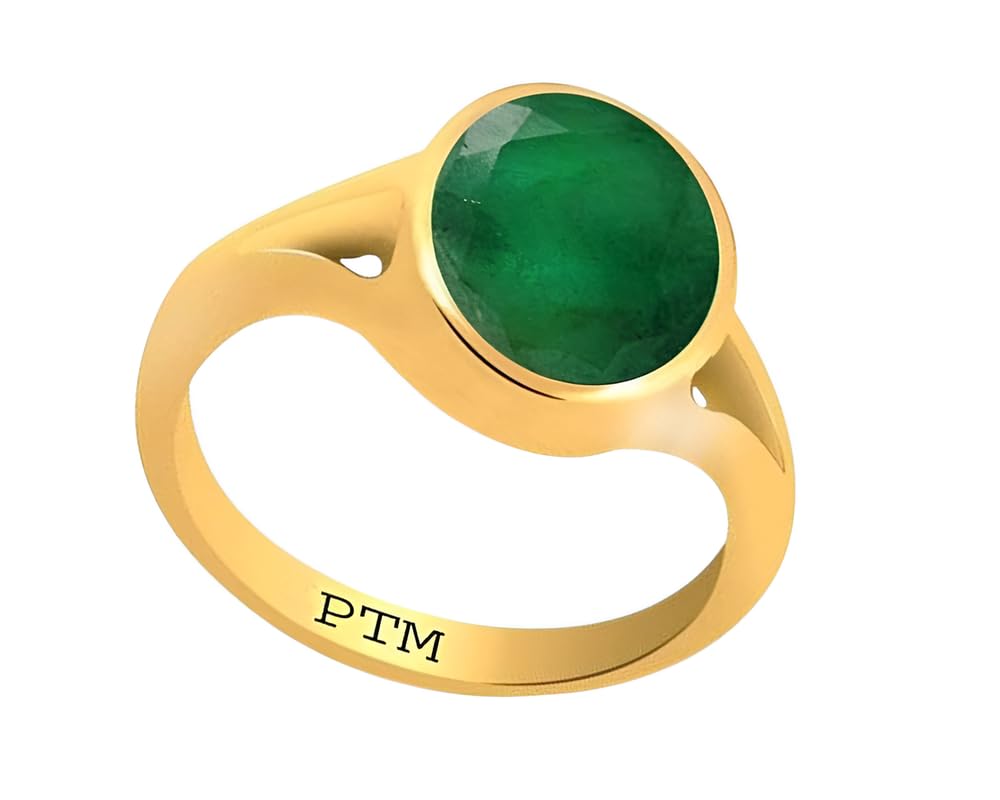 Panchdhatu (5 Metals) Emerald (Panna) 4.25 Ratti or 4 Cts Certified Gemstone 22 k Gold Plated Ring for Men & Women-image-36