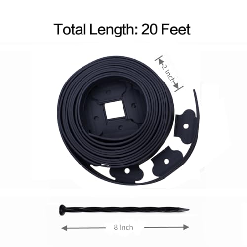 HOT SEAL 2 Inch Tall Garden Landscape Edging Kit 20 FT, Bonus 20Pcs Spiral Spikes, Black Plastic Lawn Edging for Landscaping, Lawn, Yard, Flower Gardens Border by HOT SEAL - Used condition - Image 2