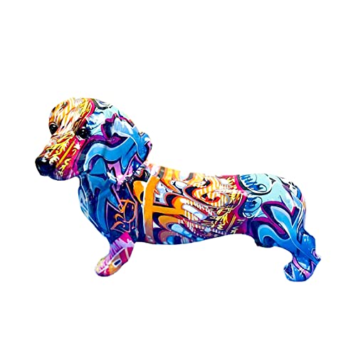 Graffiti Dachshund Dog Sculpture Animal Statues Art Figurines Home Decoration For Living Room Bedroom Book Shelf Tv Cabinet Desktop Decor Statue Figurine Table Centerpieces Ornaments (Dachshund B) #TOP6