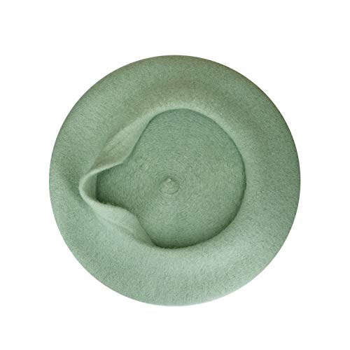 Klong Women Wool Beret Hat French Style Solid Color (Cream Green) - Thumbnail 3