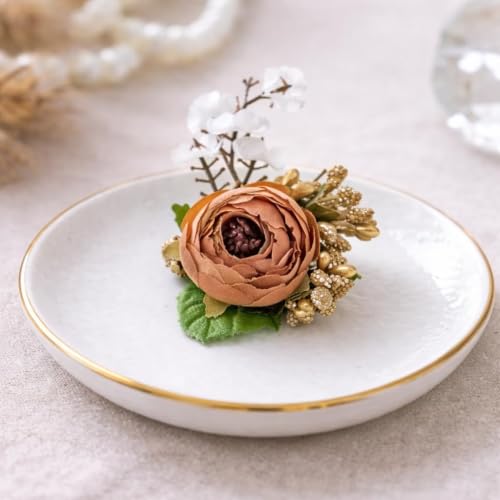 Image of SATYAM KRAFT 12 Pcs Handmade Artificial Small Peonies Flower Bunch for Hamper, Flower Brooch Hamper, Trousseau Packing, Decoration, Gifting, DIY Craft & Wedding (Brown Bunch)