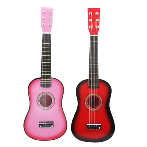 ifundom Mini Acoustic Guitar for Beginners Vintage Style Folk Instrument for Lovers Red