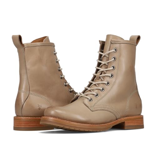 Image of Frye Veronica Women's Combat Boots Crafted from Hand-Burnished Vintage Italian Leather with Genuine Stitch-Down Welt Construction and Leather Lining - 6 inch Shaft Height