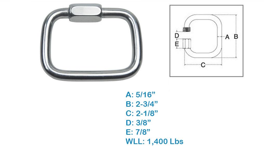 DBMIMPORTERS Stainless Steel T316 Square Quick Link 5/16