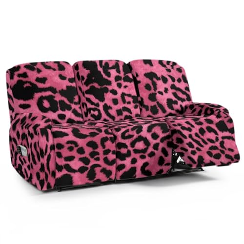 Fipuivrn Leopard Print Recliner Sofa Covers, 8 Pieces Wear Resistant Recliner Slipcover Breathable Recliner Chair Covers for All Seasons