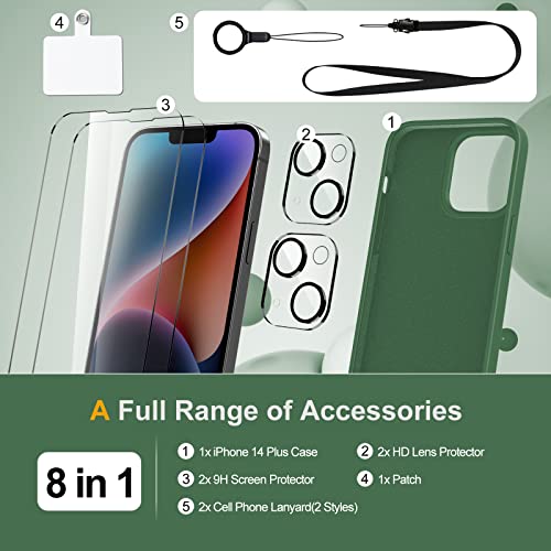 jaroco Magnetic for iPhone 14 Plus Case, Slim & Soft Liquid Silicone Case [with 2 Pcs Glass Screen Protector+Camera Lens Protector] [Compatible with MagSafe] Shockproof Phone Case 6.7 inch - Green - Thumbnail 7