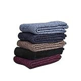 Men's 5-Pack Solid Color Cashmere-Wool Crew Socks