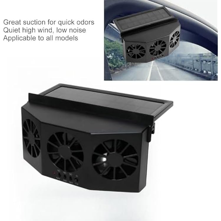 Solar Powered Car Window Exhaust Fan | 3 Fan Car Solar Power Air Vent Radiator | Car Air Purifier For Vehicle Ventilation (black)
