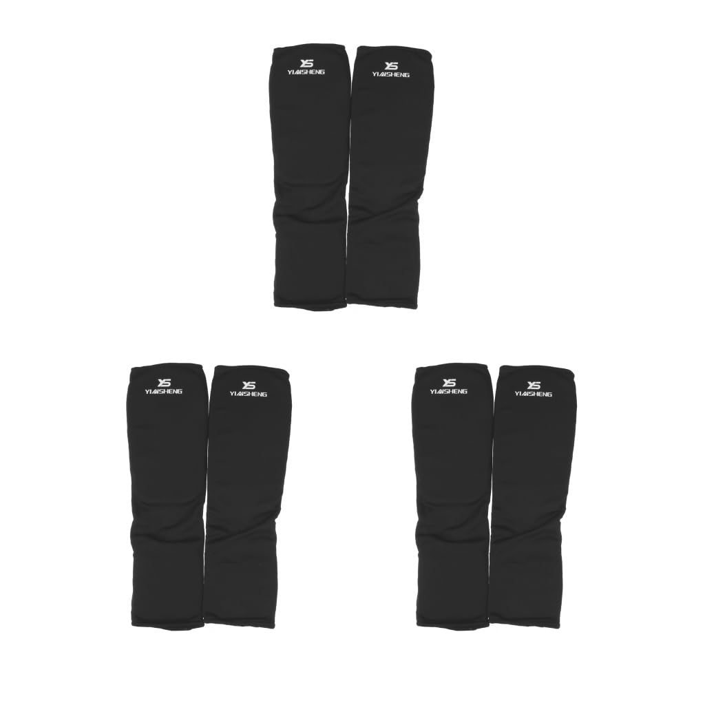 Taekwondo Karate MMA Shin Foot Protector Leg Foot Guard Cloth Pad S Nero