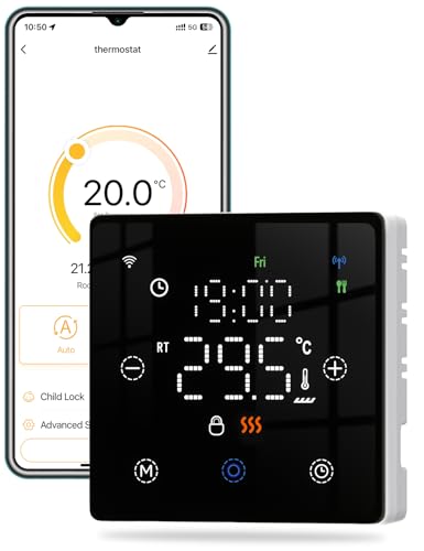 MOES Termostato WiFi a Batería de 2 Hilo, Calefaccion la Caldera Apto para Calderas de Gas, Termostato Programable Controlable por Voz, Compatible con Google Assistant/Alexa/Tuya/Smart Life