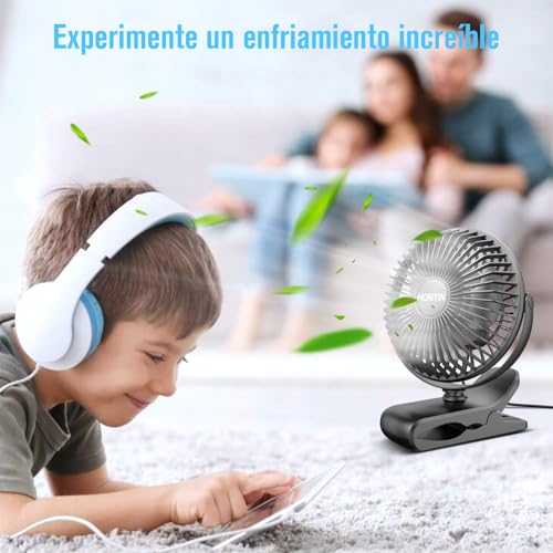Miniatura 5 de Honyin Mini Ventilador Usb Con Clip, 720 Grados De Rotación Ventilador De Sobremesa Pequeño Silencioso, Pinza Ventiladores De Mesa Para Hogar, Cama, Oficina Y Escritorio