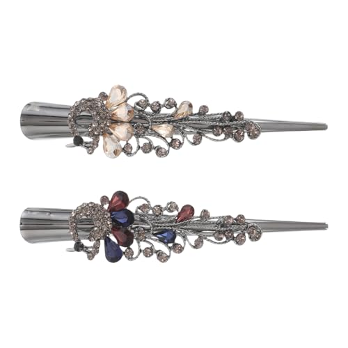 Pinzas de cocodrilo de metal con gemas vintage, el obsequio elegante en pack de 2