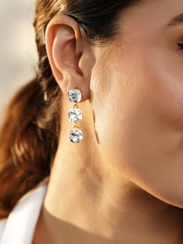 Image of Rubans Drop Earrings American Diamond Crystal Stylish Trendy Jewellery Gift for Women & Girls