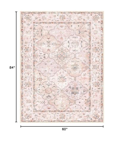 Tapete Boho Vintage 5×7 ft Antideslizante y Lavable miniatura 2