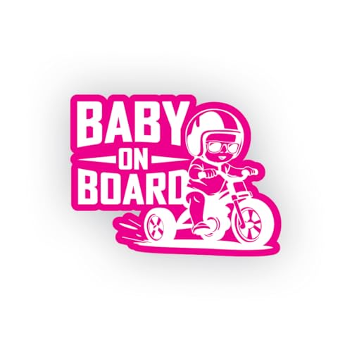 Zaqiz Baby on Board Car Sticker to Alert Drivers and Promote Safer Driving Around Your Infant (Pink with White)