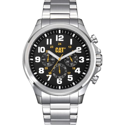 El Mejor Listado de Caterpillar Relojes disponible en línea para comprar. 47 CAT Reloj para Hombre, Analógico, Brazalete de Acero, Movimiento de Cuarzo, Resistente al Agua 100M, Clásico, Caja Redonda, Plateado, con Batería