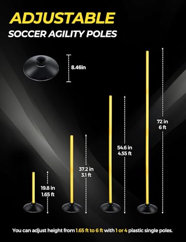 image for SEAOTTER Soccer Agility Poles Set, 4/6/10 Pcs 6ft Detachable Sports Tr