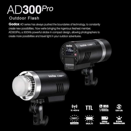 Image of GODOX AD300 Pro AD300Pro Outdoor Flash for Canon Sony Nikon Fuji Olympus Panasonic Cameras,2.4G TTL HSS 1 / 8000s,320 Full Power Flashes