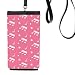 Diagonal Music Notes Pink Phone Wallet Purse Smartphone Hanging Faux Leather Black