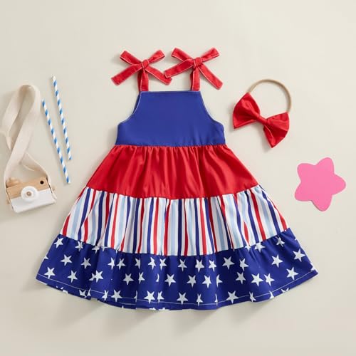 Rtnnsbbfcm Toddler Girl 4th of July Outfit Independence Day Sleevelees Dress Fourth of July Cake Dresses Little Girls Clothes2
