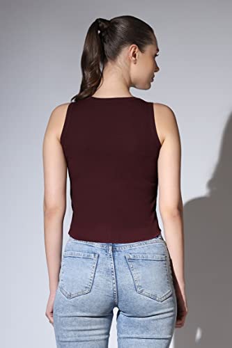 Image of OM SAI LATEST CREATION Crop Tops for Women || Ribbed Solid Chest Printed Crop Top for Girls || Text & Hart Print with Round Neck & Sleeveless Crop Top for Women || Tank Top.