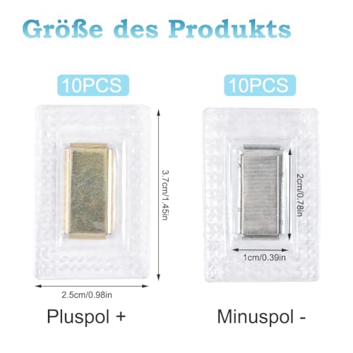 20 Stück Magnete zum Einnähen - Versteckter Magnetknöpfe mit knisterfolie zum einnähen - Hidden Sew Magnetverschluss - Nähen Magnet Knopf für Tasche, Vorhänge, Handtaschen,Lederhandwerk