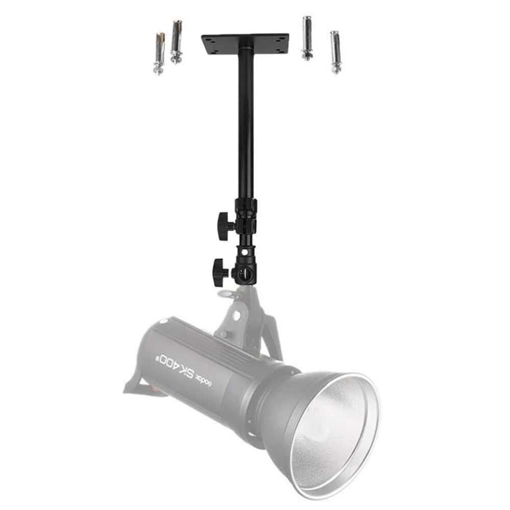 Stojak na lampę sufitową do montażu na ścianie 36-55 cm z uniwersalnym adapterem 1/10.2 cm do 3/20.3 cm ramię fotograficzne do studia fotograficznego, lampy błyskowej, światła pierścieniowego