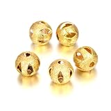 Adabele BF60-6 - 50 cuentas redondas sueltas de filigrana artísticas resistentes al deslustre de 6 mm, espaciador de metal de latón chapado en oro (tamaño del agujero de 1,3 mm) para hacer joyas y