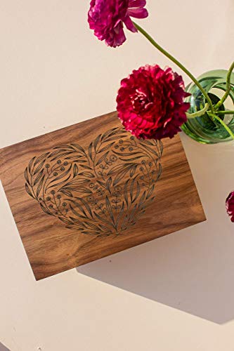 Floral Heart Wooden Memory Box For Wedding Anniversary [Personalized Custom Keepsake Box For New Baby, Mother's Day Gift For Mom, Made In The Usa] #TOP1