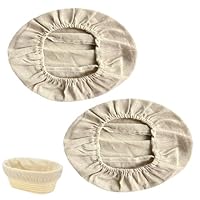 2 Stk Leinentuch Brot Backen Bäckerleinen Oval,Leineneinsatz für Brot Gärkörbchen,Teigtuch Strudeltuch Gärtuch,Gärhaube Backtuch,Gärfolie Teig zum Abdecken,Gärkorb Brotbacken,Brotbackzubehör für Brot