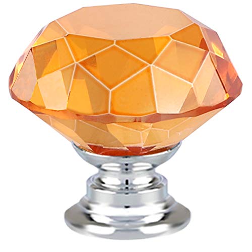 Anjuu 12 Pcs 30Mm Diamond Shape Crystal Glass Cabinet Knobs With Screws Drawer Knob Pull Handle Used For Kitchen, Dresser, Door, Cupboard (Amber) #TOP4