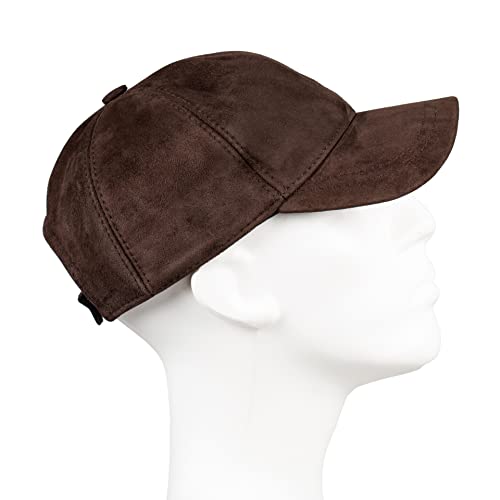 Hatsquare Suede Leather Baseball Cap Adjustable Dad Plain Hat Stylish Classic For Women Men Unisex (Chocolate Brown) #TOP5