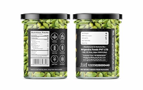 Image of GreenFinity Whole Green Cardamom (Elaichi) - 100g | 8 mm Bold Size | Premium Grade | Aromatic • Non-GMO • Fresh & Large Pods for Cooking, Baking & Tea [50g x 2]