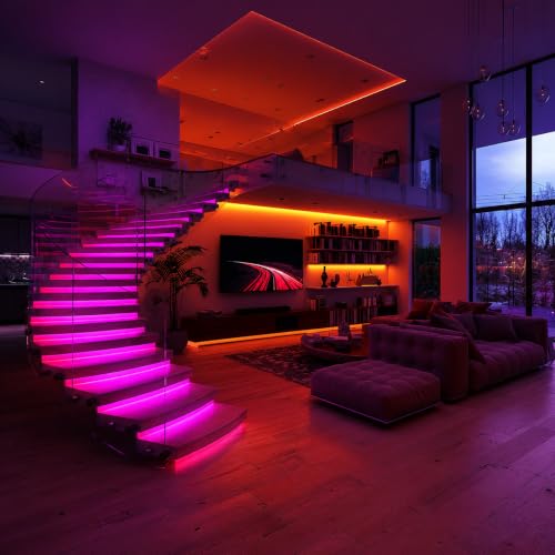 Image of LED Strip Lights 24V COB Pink Dimmable LED Lighting 16.4ft (Kit) | Bright, Dotless High Density 7.2 /m, 8mm Width Cuttable Flexible, Home DIY Commercial Decoration