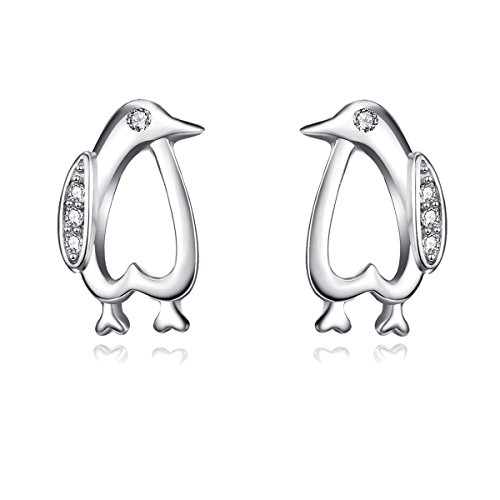 Angel caller Penguin Stud Earrings for Women Teen Girls Sterling Silver Cute Penguins Earrings Jewelry Studs Gifts