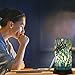 KALOUFUL Tiffany Style Table Lamp for Bedroom Baroque Stained Glass Nightstand Bedside Night Lamp Party Light Hand-Made Art Home Deco Christmas Gifts W/ 2 LED Bulbs (3 Color Temperatures+Flame Bulb)