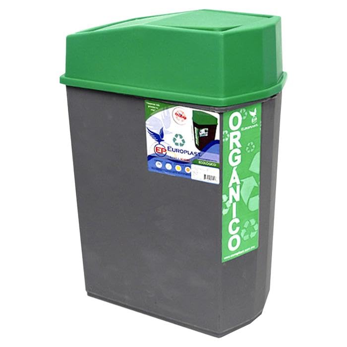 Consejos para Comprar Basura en el bote al mejor precio. 50 Basurero Ecológico, CleanCapGreen, MXCCX-001, 1Pza, 24L, 36x23cm boca, 49cm altura con tapa, Polietileno Reciclado, Color Gris, Tapa Verde.