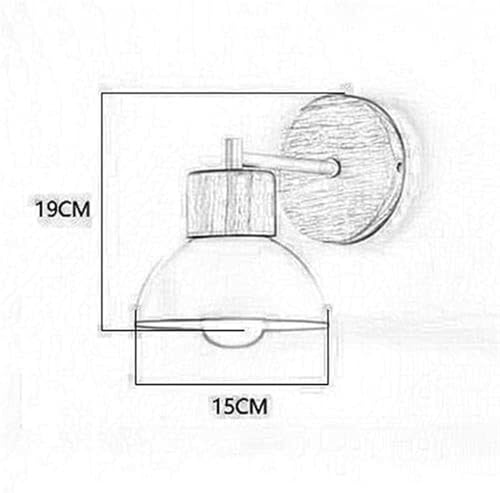 Aplique de pared de madera nórdico con cúpula blanca para dormitorio 7