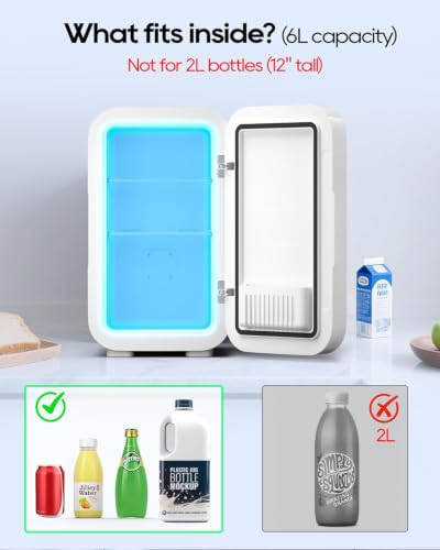Image of BEICHEN Mini Fridge,6 Liter / 8 Can Small Fridge for Bedroom, Car, Office | AC100-120 V /DC 12 V Portable Thermoelectric Cooler & Warmer for Skincare, Food, Drinks,White