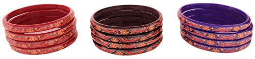 Image of NMII Premium Glass Bangle Set for Women | Multicolor Designer Kangan | Fancy Kanch ki Chudiya | 3D Transparent Chudi Set | Wedding & Festive Occasions Bangles
