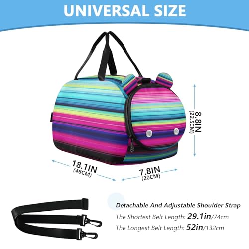 YETTASBIN Sport Travel Duffel Bag for Girls Boys, Mexican Serape Stripes Large Waterproof Weekender Overnight Bag, Detachable Shoulder Strap Gym Bag with Shoe Compartment & Wet Pocket3